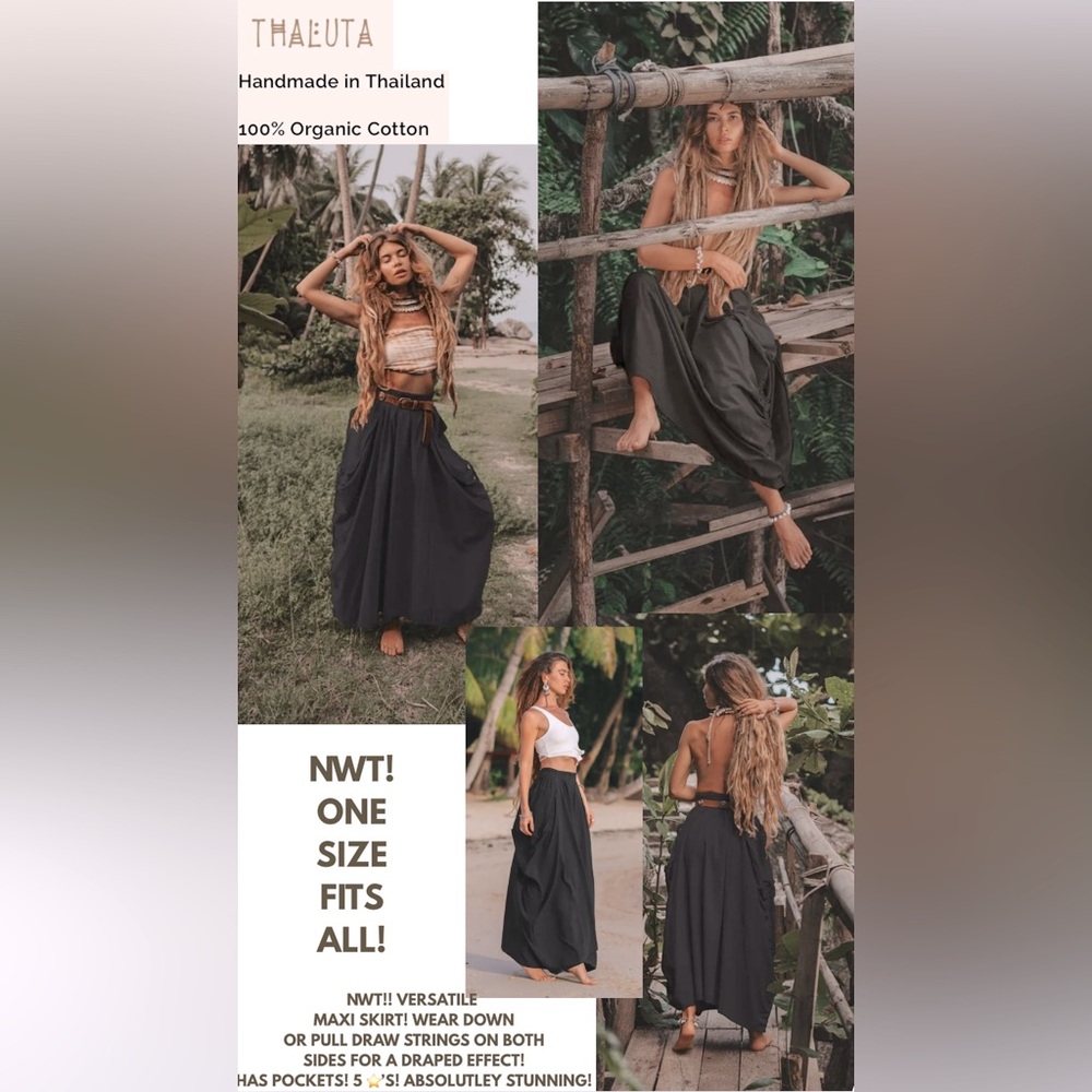 NWT! THALUTA BOHO MAXI SKIRT! POCKETS! DRAWSTRINGS ON SIDES 4 DRAPED EFFECT! ❤️